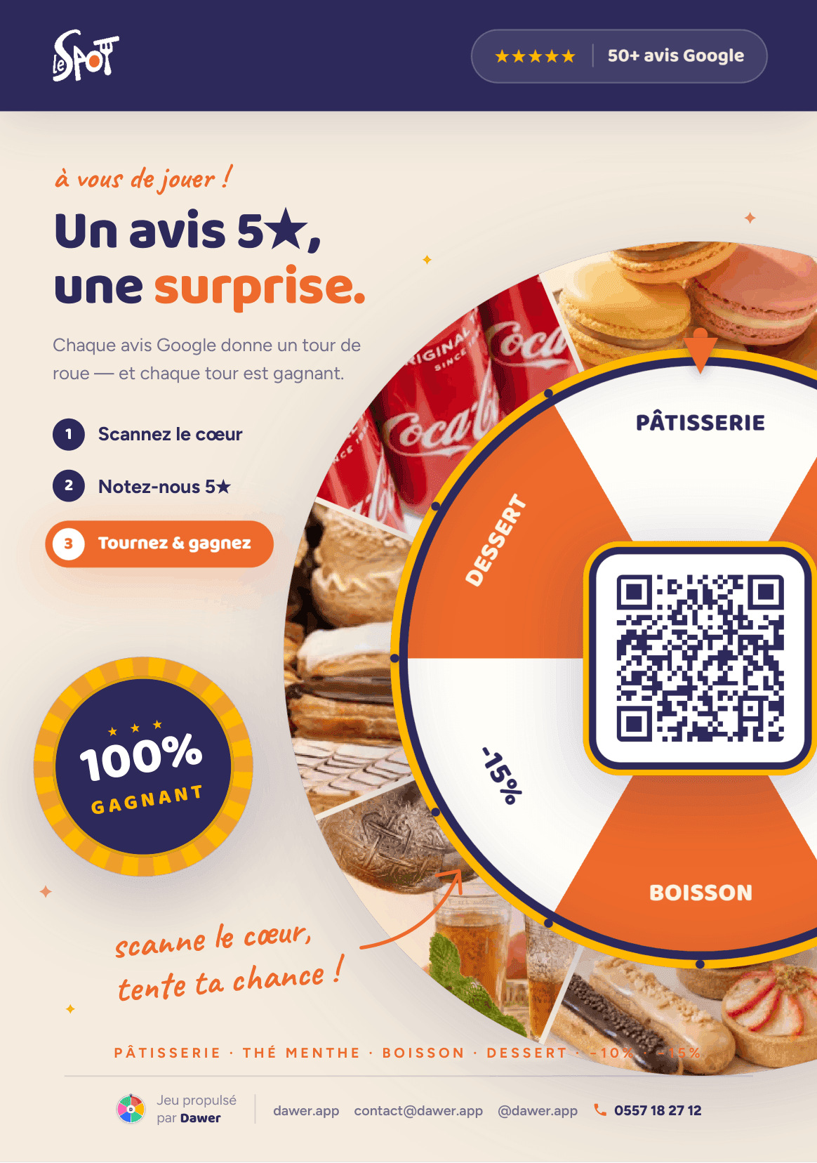 Flyer Dawer avec QR code — exemple